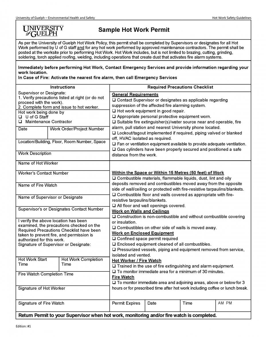 Hot Work Safety Guidelines Human Resources